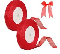 Rosso nastro, 2 rotoli di Nastro in Organza Rosso spessore, nastro di chiffon rosso, 20 mm x 45 m ogni nastro regalo per il confezionamento di regali, decorazioni di partito