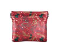 Rosso Natale Floreale PU Pelle Piccola Moneta Portatile Trucco Borsa Cambiare Borsa per Uomo Donna Viaggio, Rosso Natale floreale, 1 size, Casual