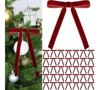 Rosso Natale Velluto Archi Di 36 Pezzi - Vintage Matrimonio Velluto Nastro Regalo Archi Per Albero Cravatta Per Ghirlanda Per La Casa Decorazioni Per Interni Decorazioni Per Esterni (Borgogna)