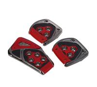 Rosso Nero Antiscivolo Piastre Pedali Cover 3 Pezzi per MT Auto C7P3