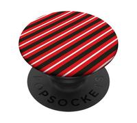 Rosso Nero Bianco Linee Diagonali Strisce Geometriche PopSockets PopGrip Adesivo