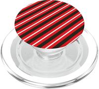 Rosso Nero Bianco Linee Diagonali Strisce Geometriche PopSockets PopGrip per MagSafe
