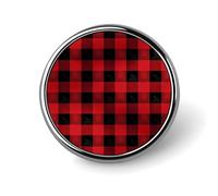 Rosso Nero Buffalo Check Plaid Distintivo Rotondo Carino Smalto Spilla Spilla Spilla Personalizzata Abbigliamento Decorazione Unisex Porta Badge Cappelli Borse Camicie Decor