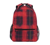 Rosso Nero Plaid Vintage Zaino Scolastico per Ragazzi Ragazze,Borse per Libri e Studenti Alla Moda