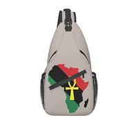Rosso Nero Verde Africa Mappa Ankh Cross Petto Borsa Sling Zaino Fashion Hiking Daypack Unisex Chest Shoulder Bag