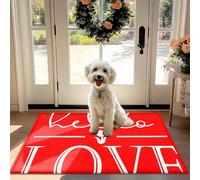 Rosso Non-Slip Assorbente zerbino con Simpatico "Ciao AMORE" scritta a mano di Design - Polvere-Cattura di Benvenuto Tappeto per Corridoio, Cucina