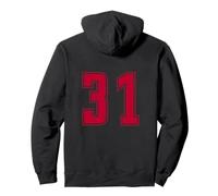 Rosso Numero 31 Uniforme Numerata Squadra Sportivo Felpa con Cappuccio