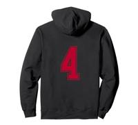 Rosso Numero 4 Uniforme Numerata Squadra Sportivo Felpa con Cappuccio