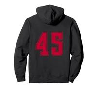 Rosso Numero 45 Uniforme Numerata Squadra Sportivo Felpa con Cappuccio