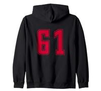 Rosso Numero 61 Uniforme Numerata Squadra Sportivo Felpa con Cappuccio