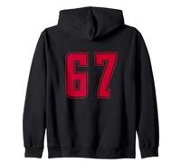 Rosso Numero 67 Uniforme Numerata Squadra Sportivo Felpa con Cappuccio