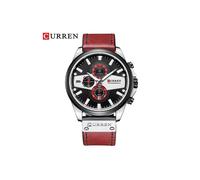 (rosso)Orologi da uomo Curren, moda casual, al quarzo, sportivi, orologi da polso blu, cronografo da