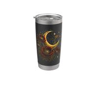 Rosso Papavero Celeste Luna Fiore Boho Bicchiere termico in acciaio inox doppia parete