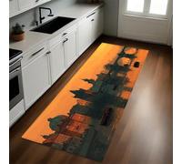 Rosso Passatoia Cucina 50x150 cm Edifici cittadini, ponti e castelli Tappeto Antiscivolo, Lavabile, Assorbente, Comodo per Cucina, Sala da Pranzo, Corridoio, Camera da Letto e Ufficio