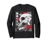 Rosso Ragno Giglio Fiore Cranio Scheletro Anime Giapponese Maglia a Manica