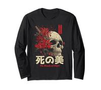 Rosso Ragno Giglio Fiore Cranio Scheletro Anime Giapponese Maglia a Manica