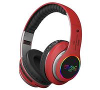 (Rosso) Regalo di Natale 2025 Auricolare Bluetooth 5.0 multifunzione con microfono LED stereo e radio FM
