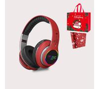 (Rosso) Regalo di Natale 2025 VJ033 Auricolare Bluetooth 5.0 multifunzione con microfono LED stereo e radio FM