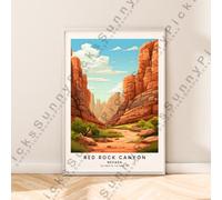 Rosso Rock Canyon Nevada Stampa Illustrazione Art Poster Muro Decoro Nframed
