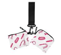 Rosso Romantico San Valentino Articoli da donna Doppio Portafogli Porta Biglietti da Visita Carino Moda Cerniera Portafoglio portamonete con Tasca con Cerniera per Lavoro Viaggio 2 Pz, Articoli