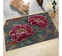 Rosso Rosa Zerbino Da Interno, Peonia Magnifica Antiscivolo Lavabile In Lavatrice Resistente Allo Sporco Per Ingresso Interno Porta D'Ingresso Principale, Porta Sul Retro, 40 x 60 cm