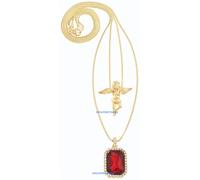 Rosso Rubino Collana Quadrato Pietra con Angelo Nuovo Set Su 24 & 76.2cm Scatola