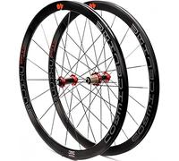 Rosso,Ruota Anteriore E Posteriore per Bicicletta 700C, profondità 40 Mm, Copertoncino, Set di Ruote per Bici da Strada in Carbonio, Cerchione Freno V/C, Cuscinetto Sigillato