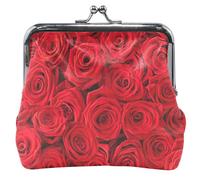 Rosso San Valentino Rose Personalizzato In Pelle Portamonete Delle Donne Fibbia Bacio Blocco Cambiare Sacchetto Portafoglio, Rose rosse di San Valentino, classico