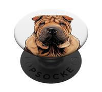 Rosso Shar pei Dog Illustrazione PopSockets PopGrip Adesivo