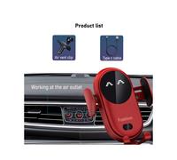 (Rosso) Supporto per telefono con supporto per auto con caricabatterie wireless da 30 W per iPhone 14