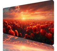 Rosso Tappetino Mouse XXL 700x300x3mm, Tappetino Scrivania con Bordi Cuciti, Gaming Mouse Pad con Base in Gomma Antiscivolo, Mousepad Migliora Precisione e Velocità, Regalo Donna, Tramonto 0-8075