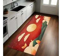 Rosso Tappeto Cucina 50x180 cm Luna e nuvole Lavabile Multiuso Resistente Passatoia Cucina Antimacchia Sotto Lavandino Fornelli