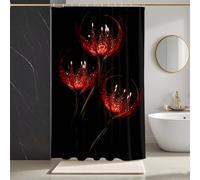 Rosso Tenda Doccia 140x200, HD Stampa Tenda Doccia Cartamo Shower Curtain Impermeabile Poliestere con 12 Anelli, Stampa Shower Curtain per Vasca da Bagno, Ambienti Umidi, Regalo Donna -zpg25073MB