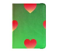Rosso Verde Gradiente Valentine Amore Cuoio decorativo impermeabile passaporto titolare Vaccino Card Holder Cover Combo Carino passaporto Libro Impermeabile, Rosso verde gradiente Valentine love, 1