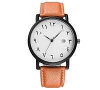 ROSSOM Gli uomini guardano i nuovi numeri arabi scale uomini guardano l'orologio di cuoio con l'orologio analogico del quarzo del calendario