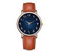 ROSSOM Gli uomini guardano i nuovi numeri arabi scale uomini guardano l'orologio di cuoio con l'orologio analogico del quarzo del calendario