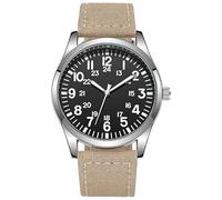 ROSSOM Men Watch Air Force Field Watch Fabric Strap 24 Hours Display Japan Quartz Movement 42mm Dial