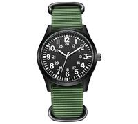 ROSSOM Men Watch Air Force Field Watch Fabric Strap 24 Hours Display Japan Quartz Movement 42mm Dial
