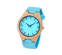 ROSSOM Men Watch Couple watch Luxury Royal Blue Wood Watch Quartz Wristwatch 100% Natural Bamboo Clock Fashion Leather Valentine Day Best Gifts