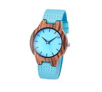 ROSSOM Men Watch Couple watch Luxury Royal Blue Wood Watch Quartz Wristwatch 100% Natural Bamboo Clock Fashion Leather Valentine Day Best Gifts