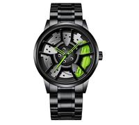 ROSSOM Men Watch Fashion Car Wheel Watch Men Red Blue Green Yellow Sports Watches Black Stainless Steel Quartz Wristwatches Men