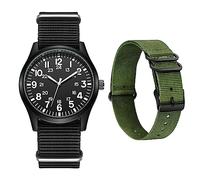 ROSSOM Men Watch Field Watch Easy Reading Fabric Strap 24 Hours Display Japan Movement