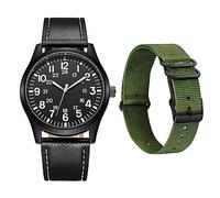 ROSSOM Men Watch Field Watch Easy Reading Fabric Strap 24 Hours Display Japan Movement