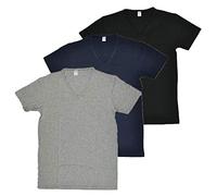 ROSSOPORPORA, Set da 3 Magliette Intime Uomo in Cotone Elasticizzato Modello Collo a V. Assortito M/4