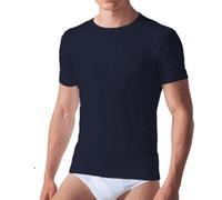 ROSSOPORPORA, Set da 3 Magliette Intime Uomo in Cotone Elasticizzato Modello paricollo. Blu S/3