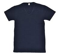ROSSOPORPORA, Set da 6 Magliette Intime Uomo in Cotone Elasticizzato Modello Collo a V. Blu M/4