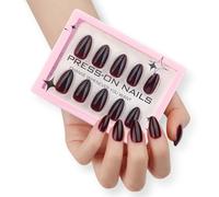 Rossore del vino Press On Nails Mandorla Unghie Finte Lucide Stick On Nails Coperture Piene Unghie False Unghie Ac