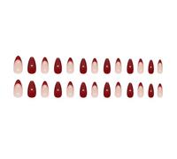 Rossore del vino Press On Nails Mandorla Unghie Finte Lucido Stick On Nails Coperture Piene Unghie False Acrilico Stick On