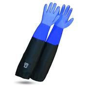ROSTAING Guanti WETPRO - Paia di guanti da lavoro impermeabili - Per la manutenzione di laghetti, pozzi o acquari - Guanti protettivi lunghi e impermeabili di colore blu e nero - Utilizzati idraulici