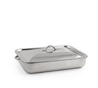 Rosticcera In Acciaio Inox, 30X22 Cm, Colore Grigio, Coperchio